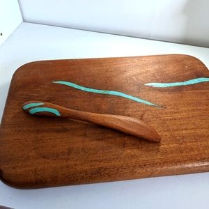 Small Turquoise-Inlaid Cheese Board